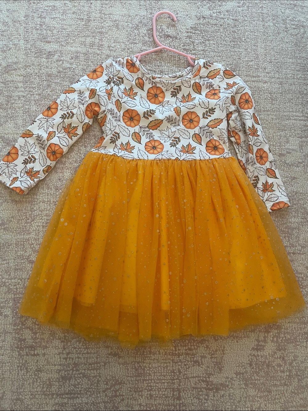 Girls Orange Pumpkin Tulle Dress by